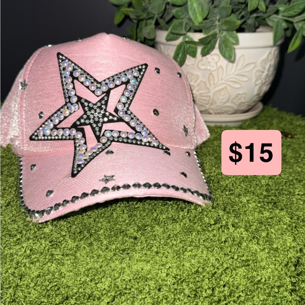 Pink Star Embellished Cap